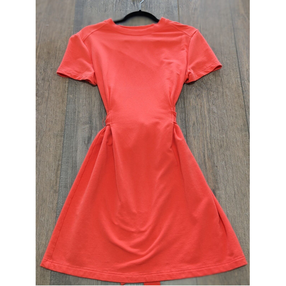The Limited Dress Womens Small Orange Short Sleeve Tie Back Knee Length Casual